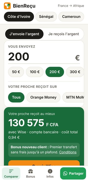 L'appli BienReçu sur un téléphone